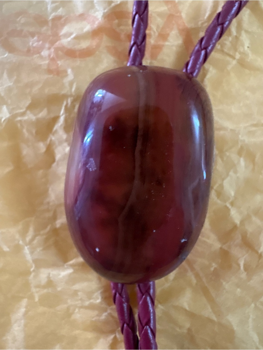 Handcrafted Deep Burgundy Glass Pendant Necklace Bolo Tie